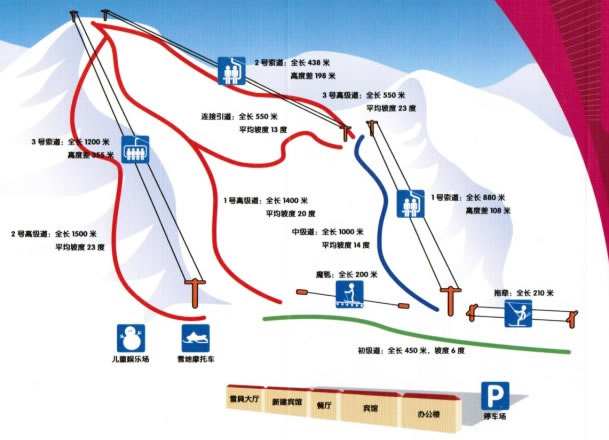 河北张家口崇礼长城岭滑雪场示意图