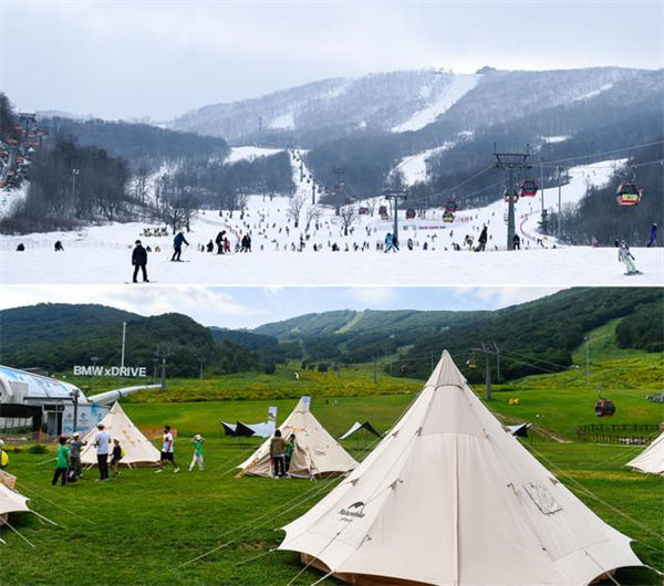 万科松花湖滑雪场冬夏对比图